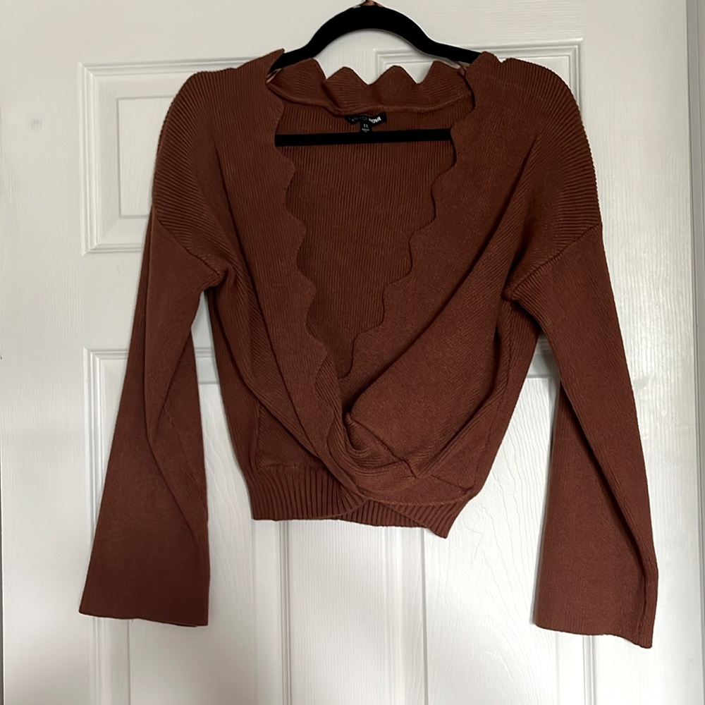 Brick orange knitted swivel neckline fall ready colors